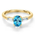 thumbnail image 3 of Gem Stone King 10K Yellow Gold American Blue Mystic Topaz and Lab Grown Diamond Engagement Ring for Women | 1.20 Cttw | Oval 7X5MM | Gemstone November Birthstone | Size 6, 3 of 6