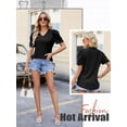 thumbnail image 7 of STARVNC Women V Neck Puff Short Sleeve Cutout T-Shirt, 7 of 7