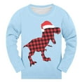 thumbnail image 3 of GBSYEWXS Christmas Cozy Trendy Adorable Dinosaur Print Long Sleeve Crew Neck Sweatshirt Pants Sky Blue Outfits Sets Size 9-10 Years, 3 of 8