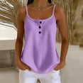 thumbnail image 1 of Craaazy Casual Tank Tops for Women Spaghetti Strap Solid Color Waffle Knit Blouses with Button Detail for Summer Daily Work, 1 of 9
