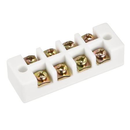 Uxcell Porcelain Ceramic Terminal Block 4 Way High Temperature 66x24x17.3mm for Wire Connector