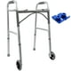 thumbnail image 1 of Andador plegable y ligero de dos botones con ruedas de 5", incluye deslizadores de esquí - Diseño plegable ideal para personas mayores y adultos mayores - Ajustable para hombres y mujeres altos - Ayud, 1 of 5