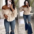 thumbnail image 3 of Blusa informal para mujer, camiseta plisada de fibra de poliuretano para mujer, manga larga elástica para uso diario LYUMO ropa de mujer, 3 of 6