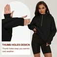 thumbnail image 4 of Xidunhg Women's Hoodies Half Zip Long Sleeve Fleece Lined Crop Pullover Sweatshirts with Pockets Thumb Hole Black S, 4 of 10