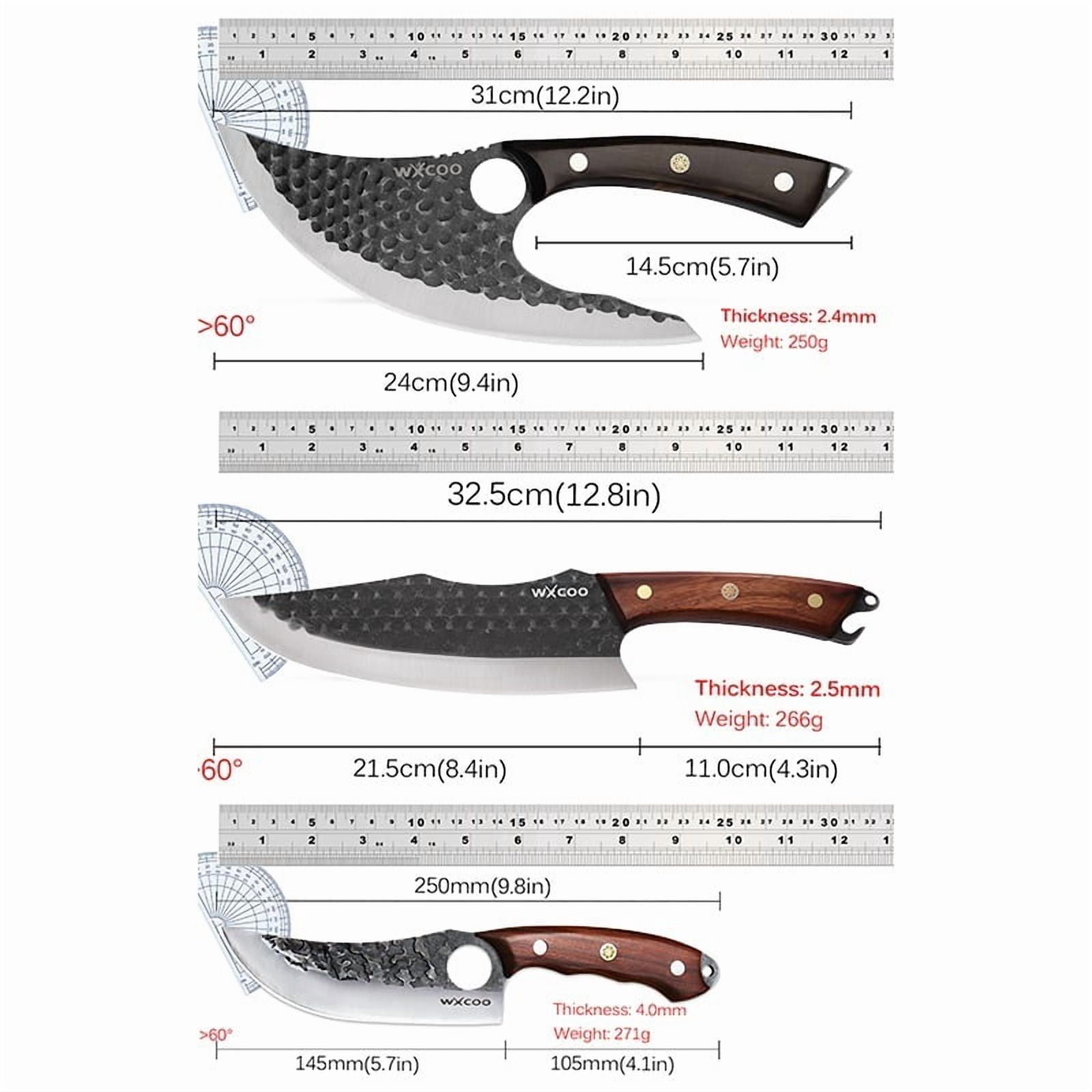 3PCS Stainless Steel Kitchen Knives Set with Sharp Sashimi Knife Professional Chef Utility Fruit Knife Multipurpose Meat Cleaver Vegetable Chopper Household Household Items Gift for Men