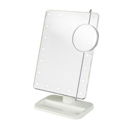 Jerdon Style JS811W LED Lighted Makeup Mirror Includes 10x Adjustable Spot Mirror,