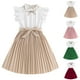 thumbnail image 4 of Odeerbi 8-12 Años Niñas Verano Algodón Tanque Vestido Ruffle Plisado Vestido Con Cinturón Dos Piezas Conjunto Vestido, 4 of 4