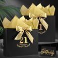 thumbnail image 2 of Black  21st Birthday  Bag with Card and Tissue Paper, 12.6"x9.84"x3.9" Elegant Present Bag for Adults, 21 Year Old Birthday Keepsake Party Supplies, 2 of 6