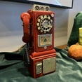 thumbnail image 5 of Telephone Model Coin Bank Red Antique Telephone Model Coin Bank Piggy Bank Saving Bank Vintage Rotate Classic Look Dial Pay Phone Model Retro Booth Home Decoration Ornament, 5 of 10