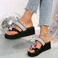 thumbnail image 6 of Mostsola Flip Flops for Women Trendy Platform Sandals Floral Rhinestone Wedges Heels Slip on Shoes, 6 of 8