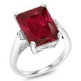 thumbnail image 3 of Gem Stone King 5.07 Cttw Red Created Ruby Engagement Ring for Women | 925 Sterling Silver| Emerald Cut 14X10MM | Gemstone July Birthstone | Size 7, 3 of 5