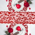 thumbnail image 2 of XJGHHSY Valentine Table Runner, Red Lace Table Runner with 2 Placemats, 13 x 72" Valentine Table Runner, Red Love Heart Print Valentine Runners for Tables Party Wedding Valentine Day Decorations,Red, 2 of 7