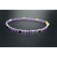 thumbnail image 3 of Amethyst 3mm Round Shape Smooth Cut Beads 7 inch Gold Plated Clasp Bracelet for men, women, unisex. Link Chain Stacking Bracelet.|LINK_00433, 3 of 4