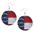 thumbnail image 6 of Round Leather Earrings For Women North Carolina Flag Drop Earrings Lightweight Dangle Earrings, 6 of 6