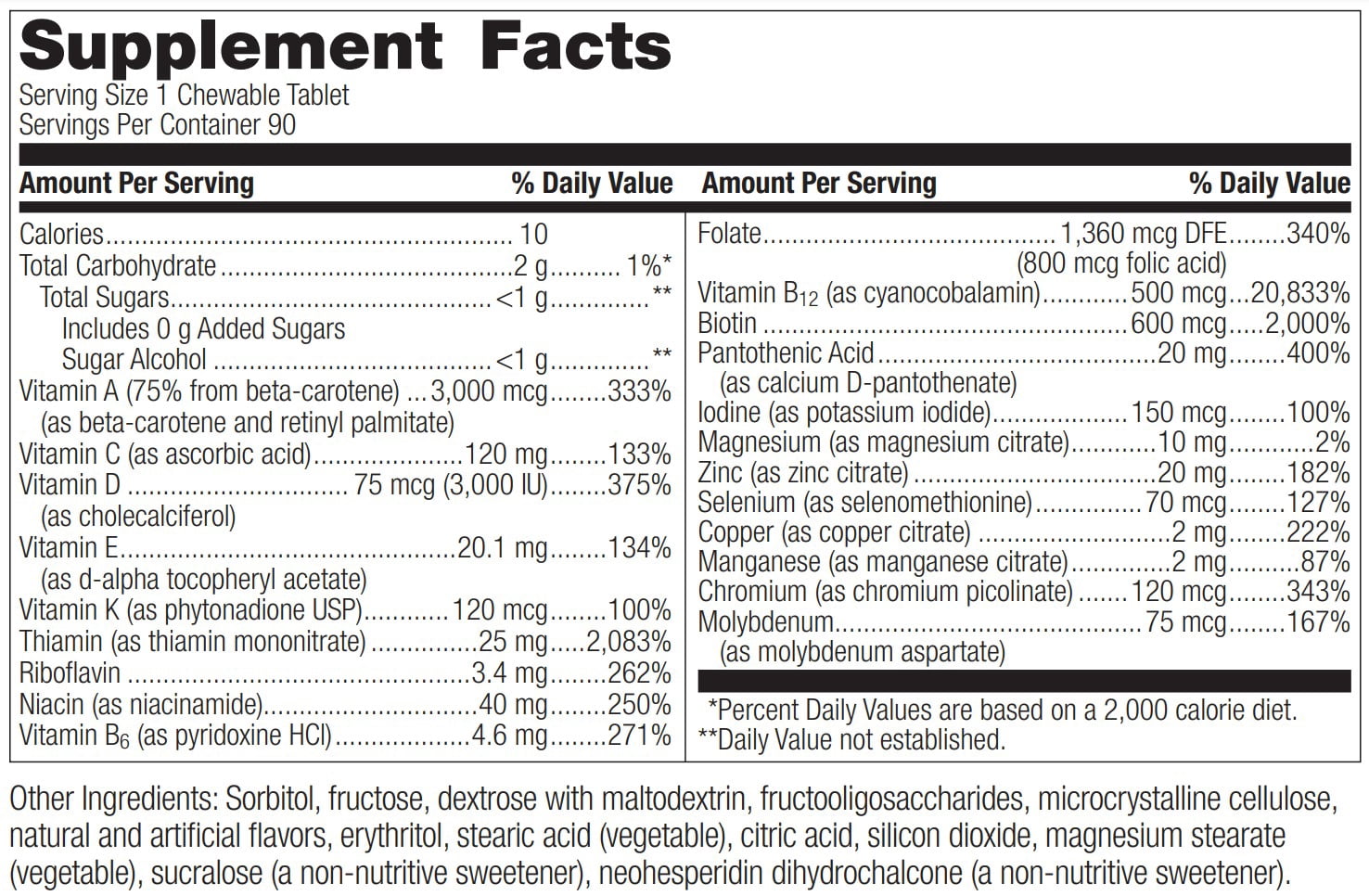 Bariatric Advantage - Chewable Ultra Solo without Iron - Citrus - 90 Tablets - (Pack of 1)