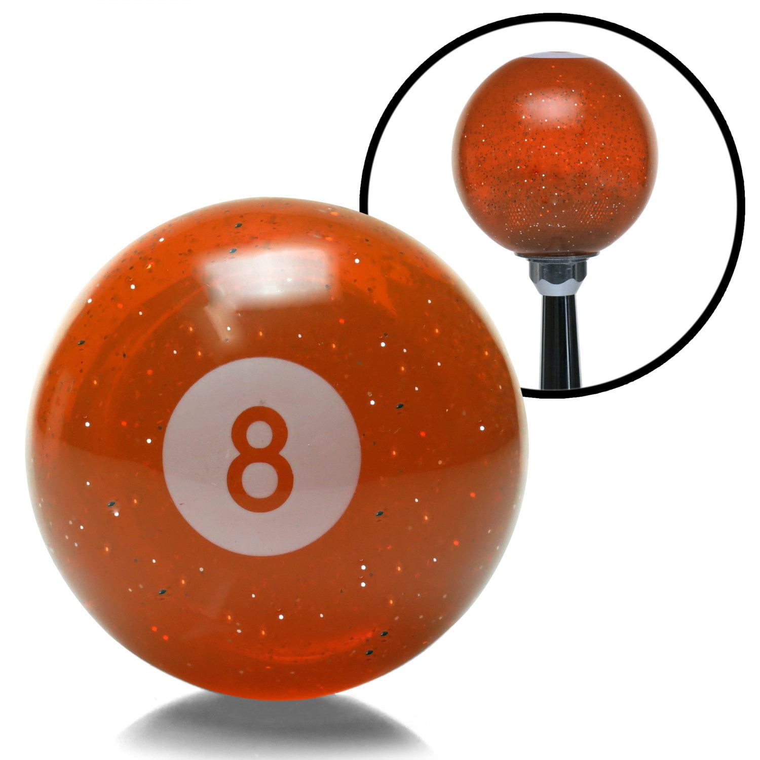  Orange  8 Ball Custom Shift  Knob  Translucent with Metal 