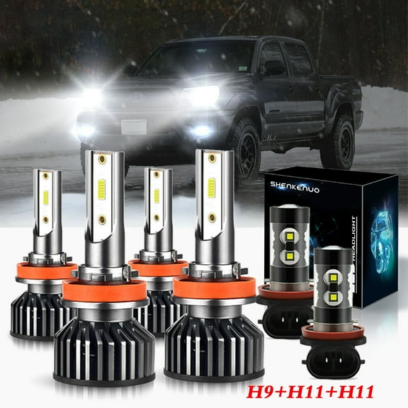 Fit For TOYOTA TACOMA 2016-2019 LED Headlight Bulbs,H9 High Beam H11 Low Beam H11 Fog Beam,Pack of 6,SHENKENUO