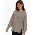 thumbnail image 5 of Women Oversized Sweatshirts Crewneck Side Slit Pullover Long Sleeve Casual Tops, 5 of 6