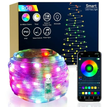 DAYBETTER Smart Fairy String Light 50ft,Twinkle Light With USB Plug-in,APP Controlled,IP65 Waterproof LED Color Changing Lights for Garden Party Decor,Bedroom(Indoor or Outdoor)