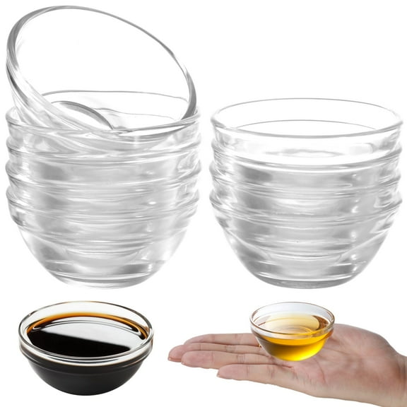 10PCS Mini Glass Bowls, 1.35oz Small Meal Prep Bowls, Clear Ingredient Bowls, Round Sauce Dipping Containers, Stackable Pinch Bowls for Snacks, Ice Cream, Nuts