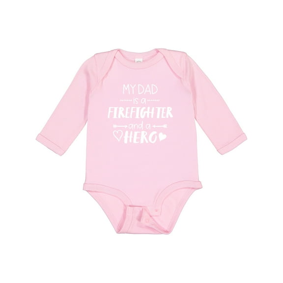 Inktastic My Dad is a Firefighter and a Hero Boys or Girls Long Sleeve Baby Bodysuit