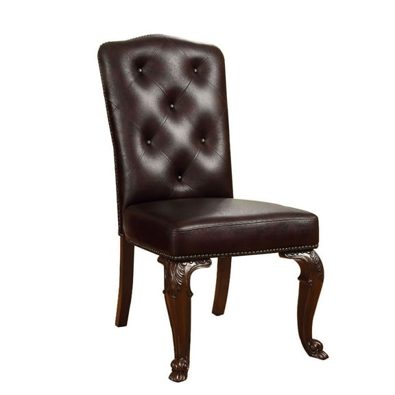 Bellagio Traditional Side Chair With Leather Upholstery, Set Of 2