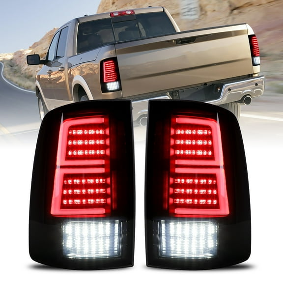 LED Tail Lights for 2009-2018 Dodge Ram 1500 2500 3500 with Factory Halogen Models(Not Fit Factory LED Model),LED Rear Lamps Assembly for 2019-2023 Ram 1500 Classic, Black/Smoke