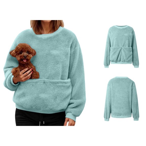 Womens Pet Pouch Hoodie Women Pullover Dog Holder Carrier Sweatshirt Creative Long Sleeve Oversized Pocket Kangaroo Hoodie Fall Winter Clothes