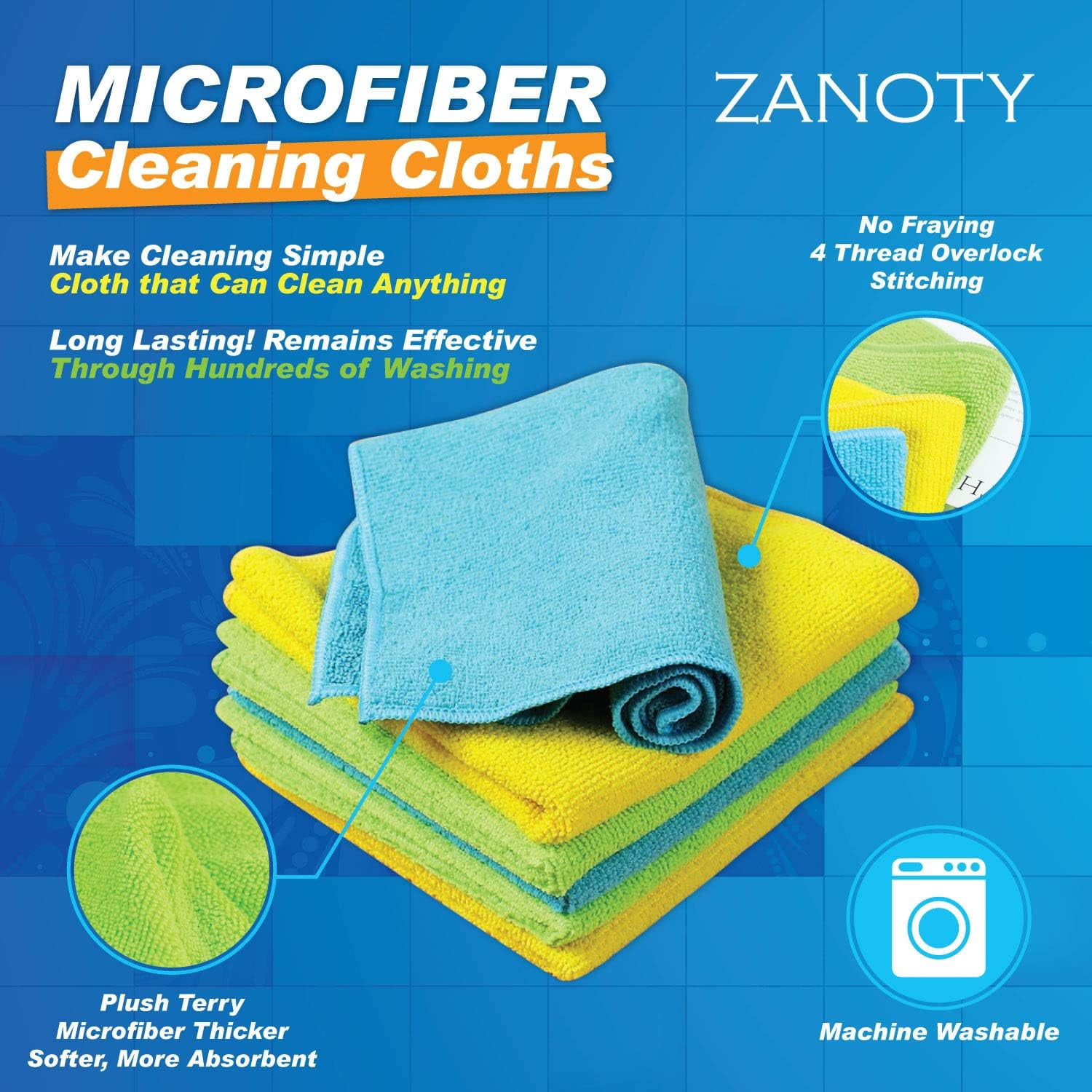 24 Microfiber Cleaning Cloth - Smart Kitchen Towels - Cleaning Supplies - Ultra Soft wipes for House - Microfiber Cloths - Large Cleaning Rags