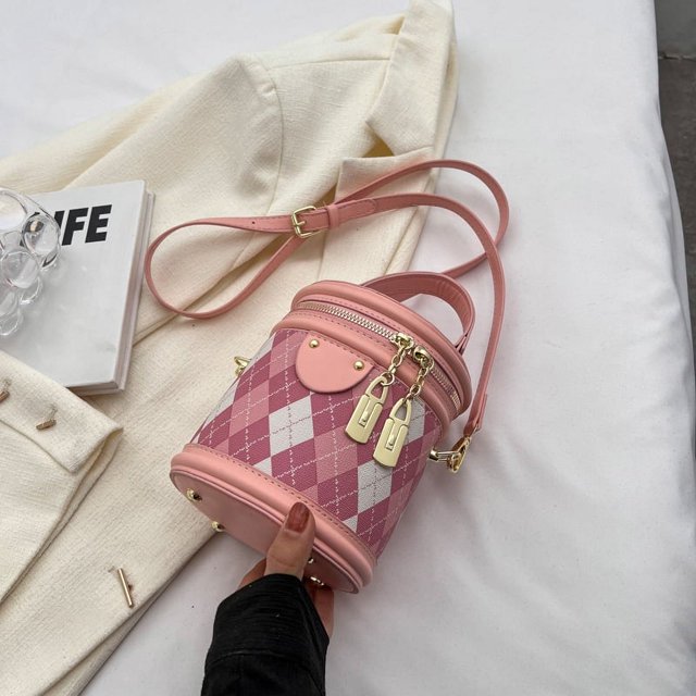 Bolso pequeño vintage para mujer, estilo primaveral, estilo bandolera, con textura rombal, portátil