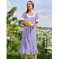 thumbnail image 4 of Ekouaer Cotton Nightgowns for Women Vintage Victorian Nightgown Short Sleeve Lace Night Gown Long Nightdress Soft Nightshirt, 4 of 6
