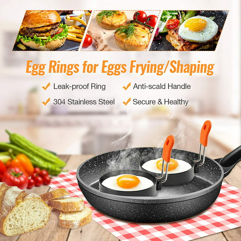Egg Rings, Round Egg Ring Set With Anti-scald Handle For Frying Or