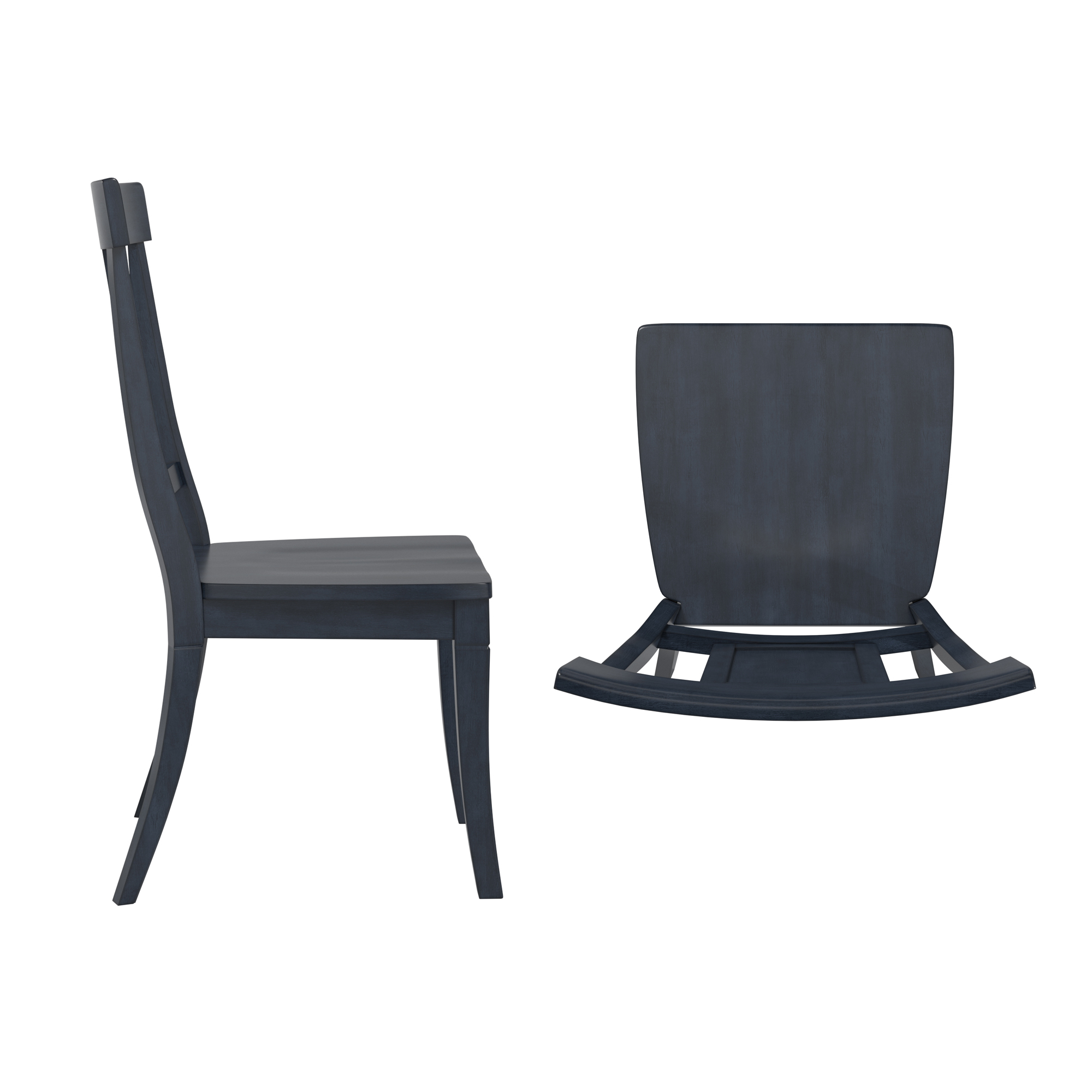 Weston Home Farmhouse Panel Back Wood Dining Side Chairs, Antique Denim (Set of 2)