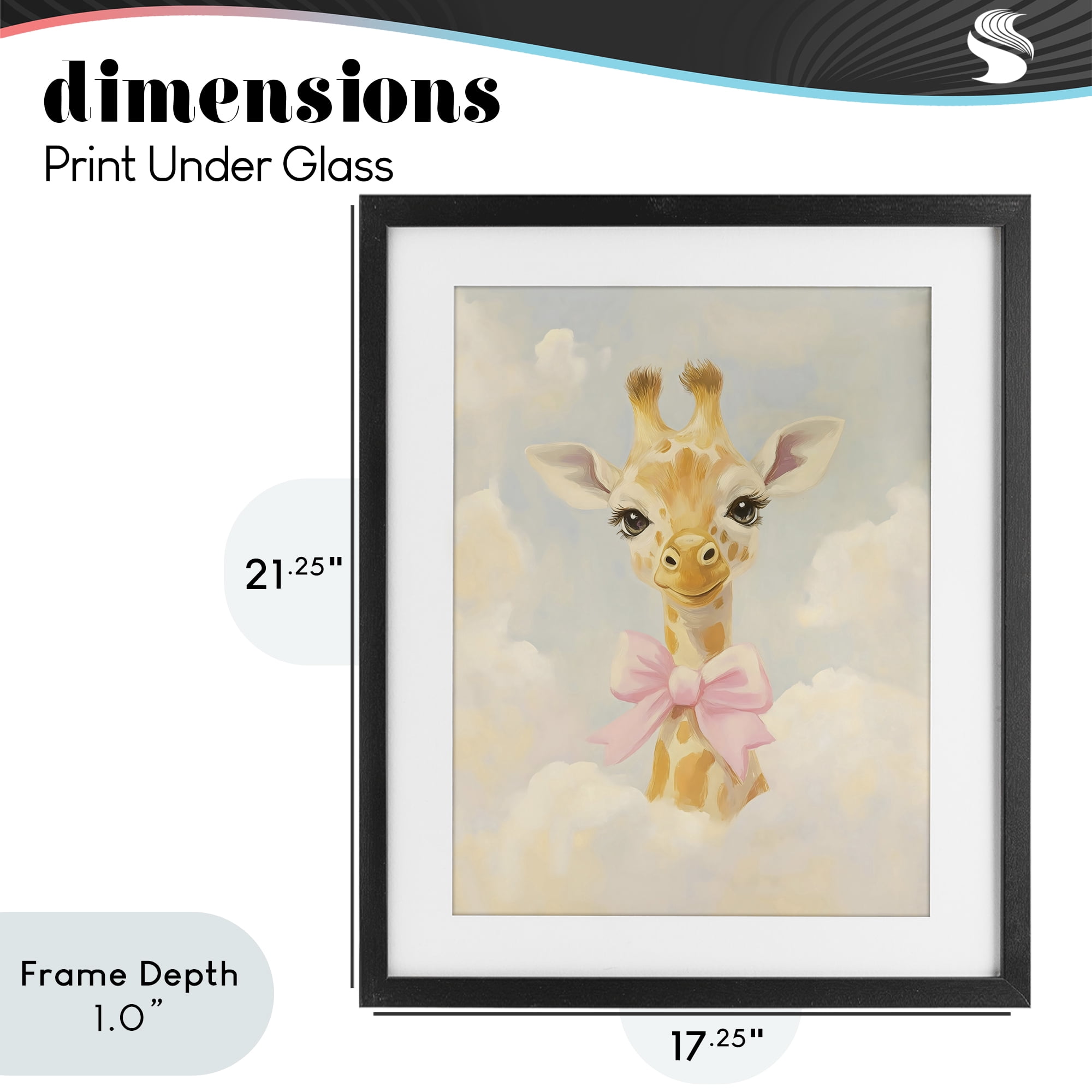 Stupell Industries Charming Giraffe In The Clouds Black Framed Print Under Glass, design by The Prints Vibe
