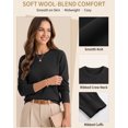 thumbnail image 2 of QUALFORT Women’s Crew Neck Pullover Sweater, Soft Midweight Long Sleeve Wool Blend Knit Top, Black, Size XL, 2 of 7