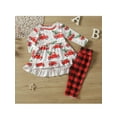 thumbnail image 3 of Franhais Toddler Girl Long Sleeve Cartoon Cat Print  Tops + Elastic Waist Plaid Trousers, 3 of 9