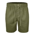 thumbnail image 5 of XIAONU Men's Solid Linen-Blend Short Relaxed Fit High Waisted Drawstring Mid Thigh Short Breathable Lightweight Beach Shorts, 5 of 7