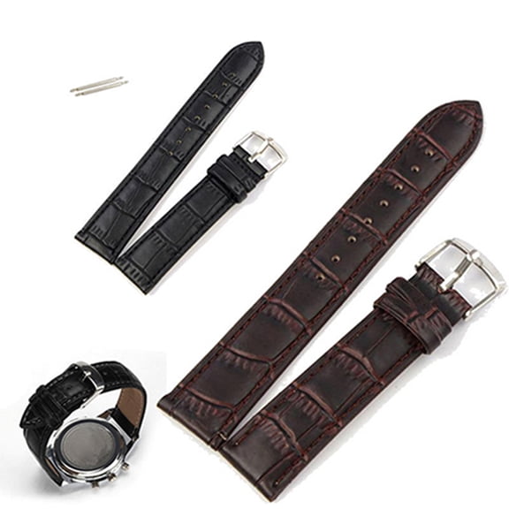 SmartBy 18/20/22mm Luxury Faux Leather Buckle Lug Wrist Watch Band Replacement Strap