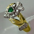 thumbnail image 2 of Women's Claddagh Promise Ring 2 Ct Heart Emerald & Cubic Zirconia 14k Two Tone Gold Plated - 9, 2 of 2