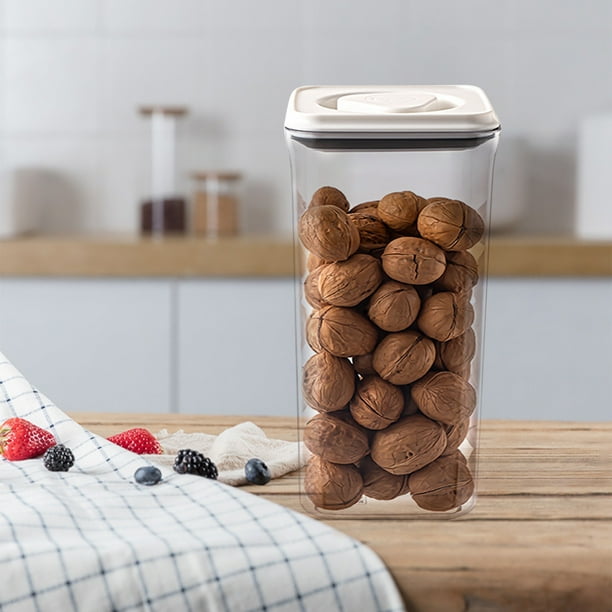 Recipiente hermético para almacenar alimentos | Recipiente de plástico transparente para cereales de 1 pieza con tapa fácil de cerrar | Organizador para la despensa de la cocina: harina, arroz y