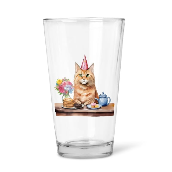 Happy Mother's Day Maine Coon with Sweets and Flowers at a Picnic 16oz Pint Beer Glass Mug Cat Lover Kitten Owner Gifts Beer Glasses Cup - 13005