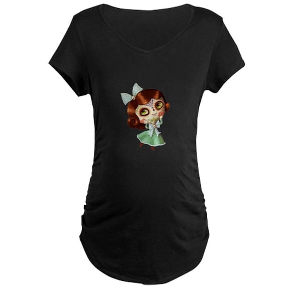 CafePress - The Day Of The Dead Vintage Doll Maternity T Shirt - Maternity Dark T-Shirt