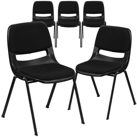UPC: 0889142660460 | Flash Furniture 5 Pack 880 lb. Capacity Padded Ergonomic Shell Stack Chair with Metal Frame