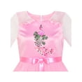 thumbnail image 4 of Girls Dress Pink Peacock Illusion Shoulder Bell Sleeve 10 Years, 4 of 6