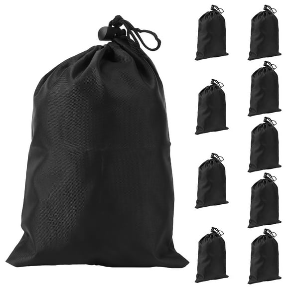 Black Drawstring Bag, Dirt Skipping Rope Carry Bag Moderate Size Waterproof Polyester For Home