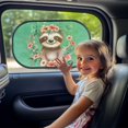 thumbnail image 3 of Yuyamidu Cute Sloth Car Window Shade Green Auto Side Window Sunshades Blocks Sun and Heat 2 Pack Flower Vehicle Car Side Window Sun Shield Car Interior Accessories Decor, 3 of 7