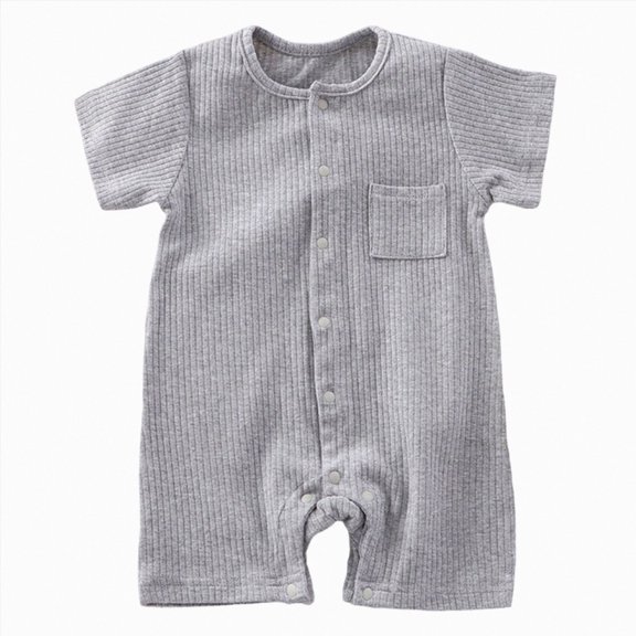 Xyant Unisex Baby Cotton Romper Boys Short Sleeve One-Piece Jumpsuit Girls Snap-up Bodysuits Summer Clothes Outfits (Grey,9-12 Months)