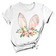 thumbnail image 2 of WNEGSTG Easter T Shirts for Women, Short Sleeve Crewneck Bunny Print Graphic Tee, Floral Round Neck Top, White L, 2 of 3