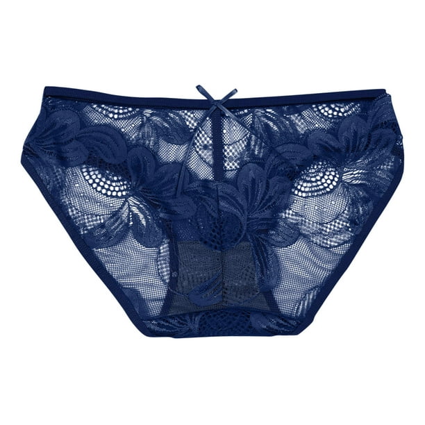 Aayomet Women's Lace Boyshorts Panties Underwear With Pearls T Back  Underpants Sexy Bikini Panties Lace (Dark Blue, One Size)