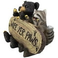 thumbnail image 3 of Black Bear and Raccoon Faux Wood Welcome Sign Statue with Reminder to Wipe Your Feet in Outdoor Garden Decor Sculptures & Yard Art for Front Porch, Patio or Deck As Rustic Housewarming Gifts, 3 of 4